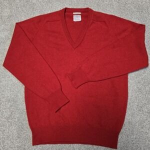 Vintage Swaine Adeney London‎ Mens Red V-Neck Sweater 100% Pure Lambswool Sz 40